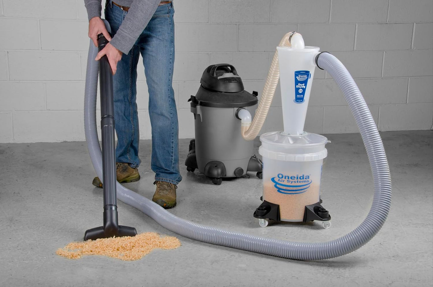 Oneida Air Systems Dust Collector & Cyclone Separator Kit w/ Clear Bucket, 2.5 Deluxe 5-Gal