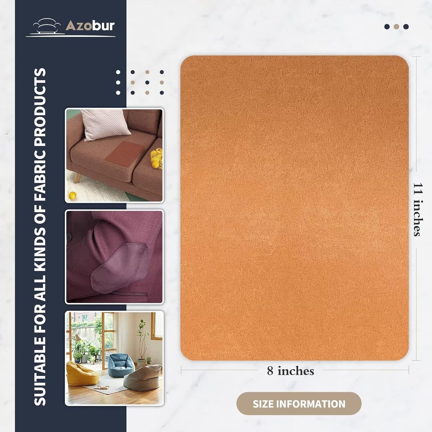 Azobur Velvet Patch,Self-Adhesive Rectangular Flannel Fabric Patch,Multicolor Available Anti
