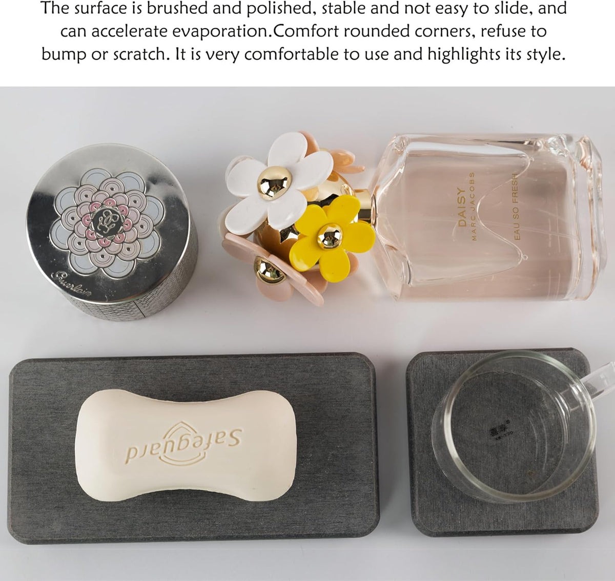 Set of 4 Water Absorbent Diatomite Coasters, Diatomaceous Earth Kitchen Soap Dish, Bathroom Trays