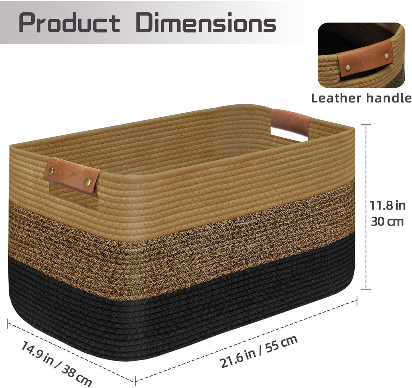 Large Collapsible Laundry Basket, Clothes Hamper for Blanket, Toy, Towels, Woven Baskets for