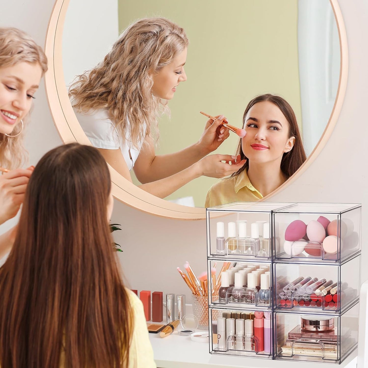 Vtopmart 10 Pack Clear Small Stackable Storage Drawers,Acrylic Bathroom Makeup Organizer,Plastic