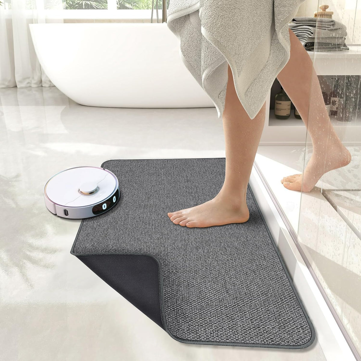 Bath Mat,Ultra Thin Bathroom Rugs,Rubber Bath Mats for Bathroom,No Slip Bath Rugs,Quick Dry,Machine