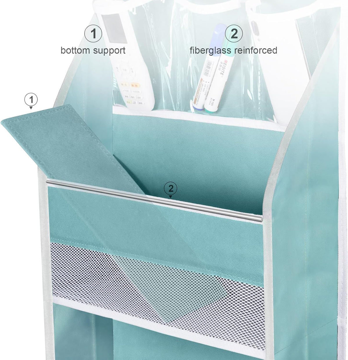 Univivi 5-Shelf Fabric Door Storage Over Door Hanging Organizer with 4 Large Pockets and 3 Small