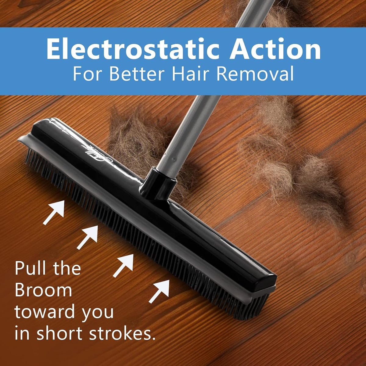 Fuller Brush Rubber Broom – for Carpets Floors Stairs Upholstery – Electrostatic Action Removes Pet