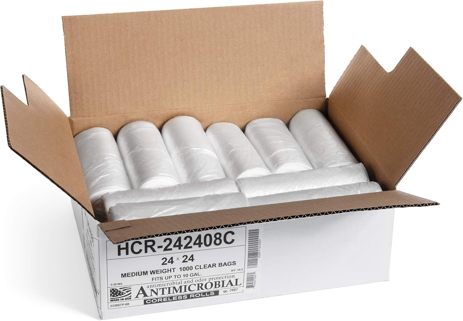 Aluf Plastics High Density Trash Bags, 10 Gallon, 1000 Count, 8 Micron (eq), 24" x 24", Clear, for