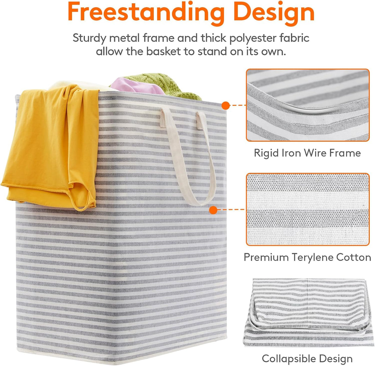 Lifewit 2 Pack Laundry Hamper Large Collapsible Laundry Baskets, Freestanding Waterproof Clothes