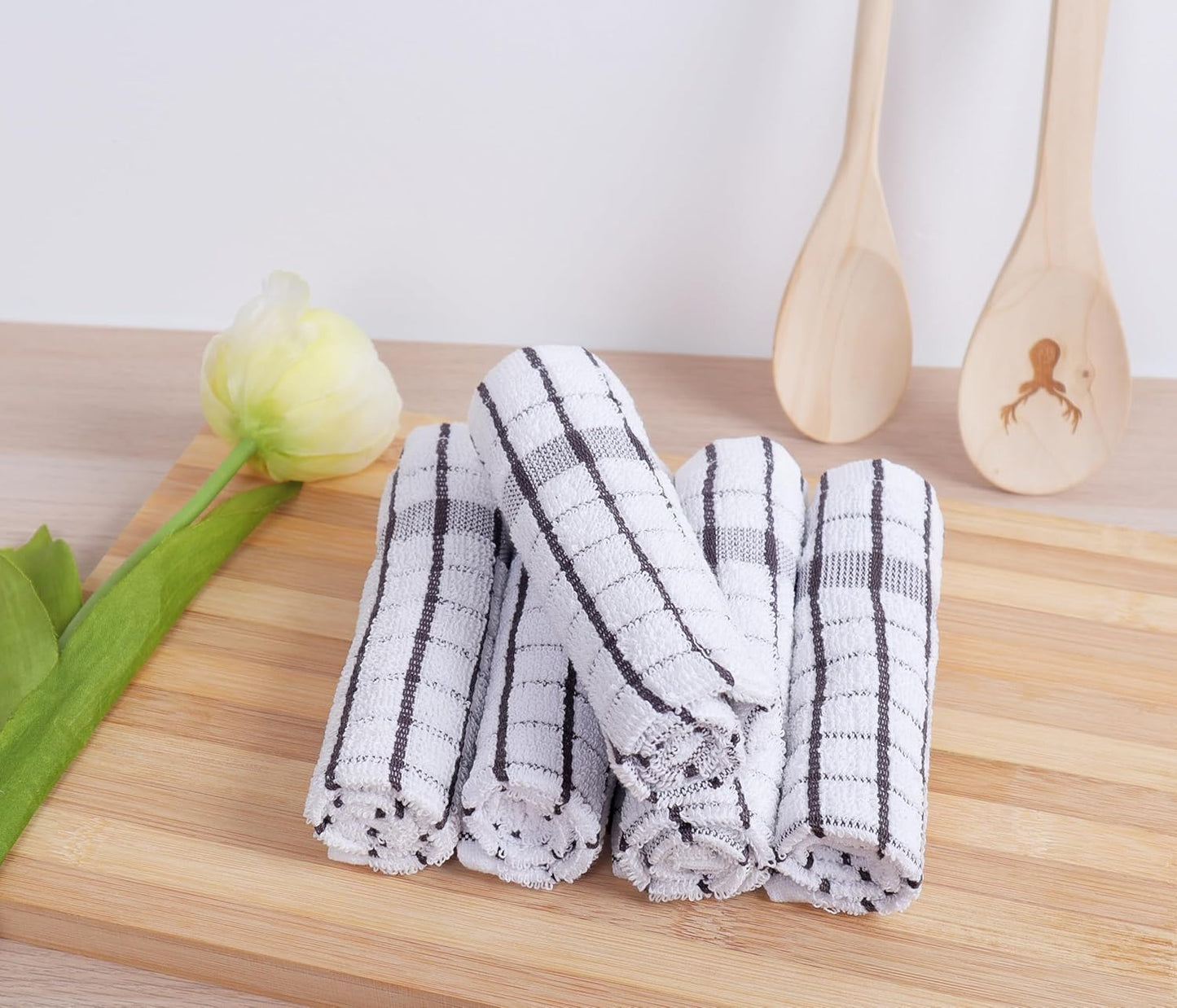 AMOUR INFINI Kitchen Dish Cloths Set of 8 - Ultra Soft, Highly Absorbent, Quick-Drying Terry Cotton