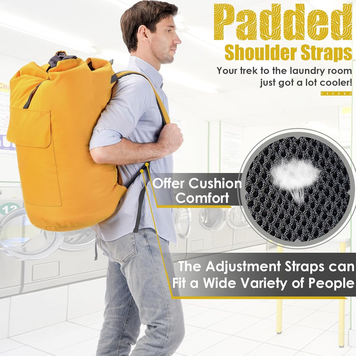 Laundry Bag, Extra Large Laundry Bags for College, Laundry Bag with Straps, Dorm Room Essentials
