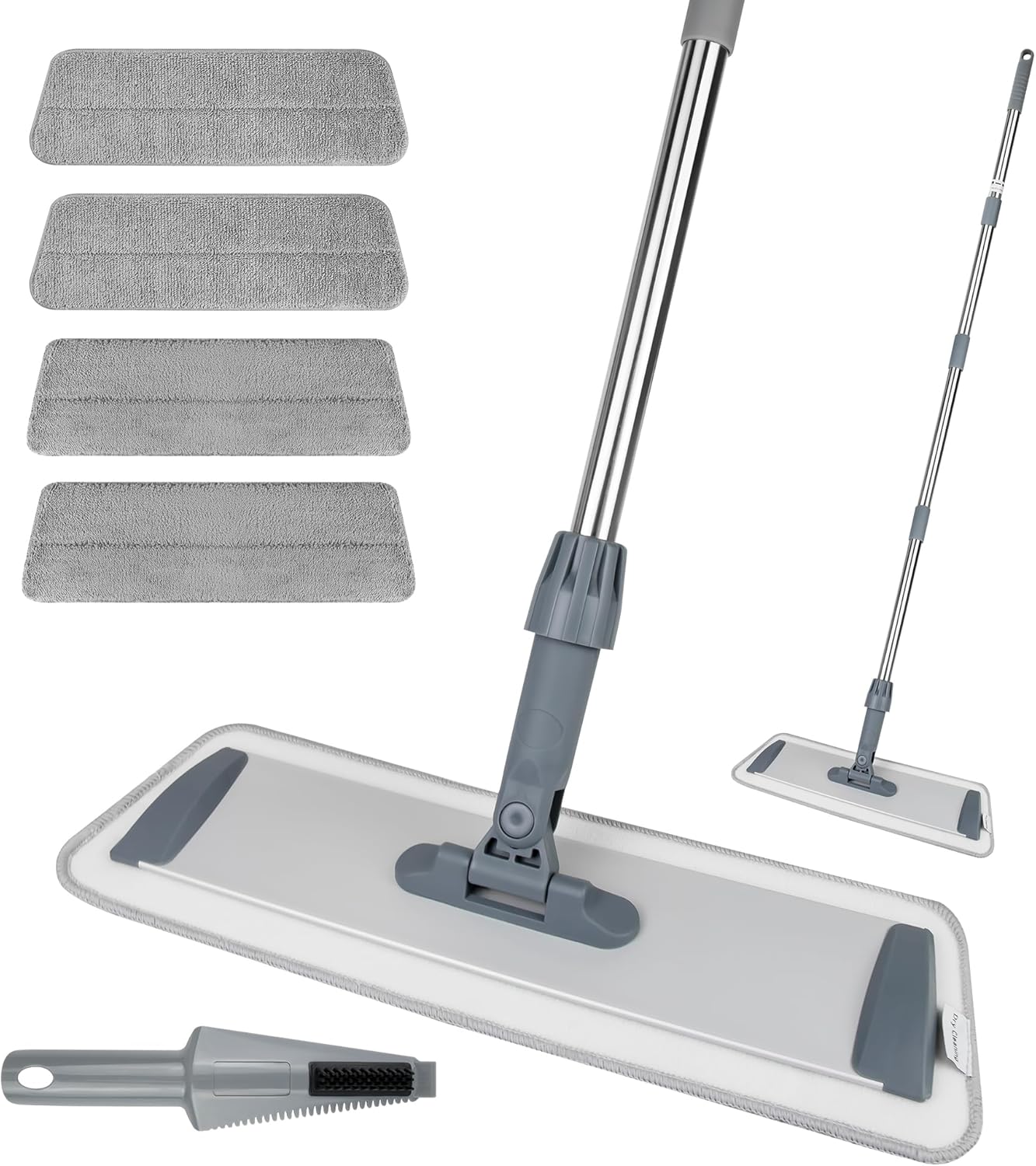 Microfiber Flat Mop for Floor Cleaning - Wet & Dry Mop for Hardwood, Vinyl, Tile Floors with 4