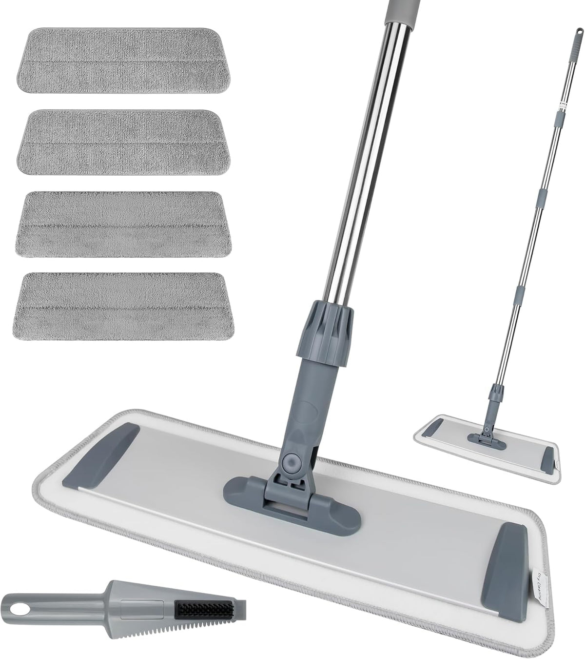 Microfiber Flat Mop for Floor Cleaning - Wet & Dry Mop for Hardwood, Vinyl, Tile Floors with 4