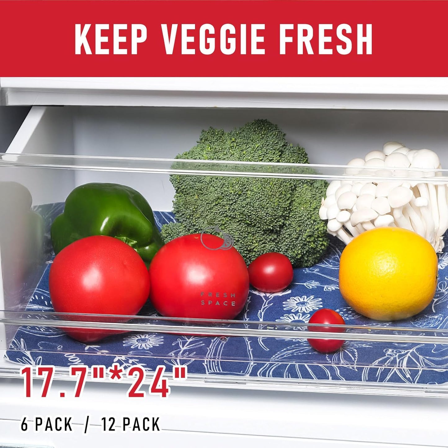 Cooyes Large Fridge Liners for Refrigerator, 17.7" × 24", Drawer & Shelf Liners for Kitchen
