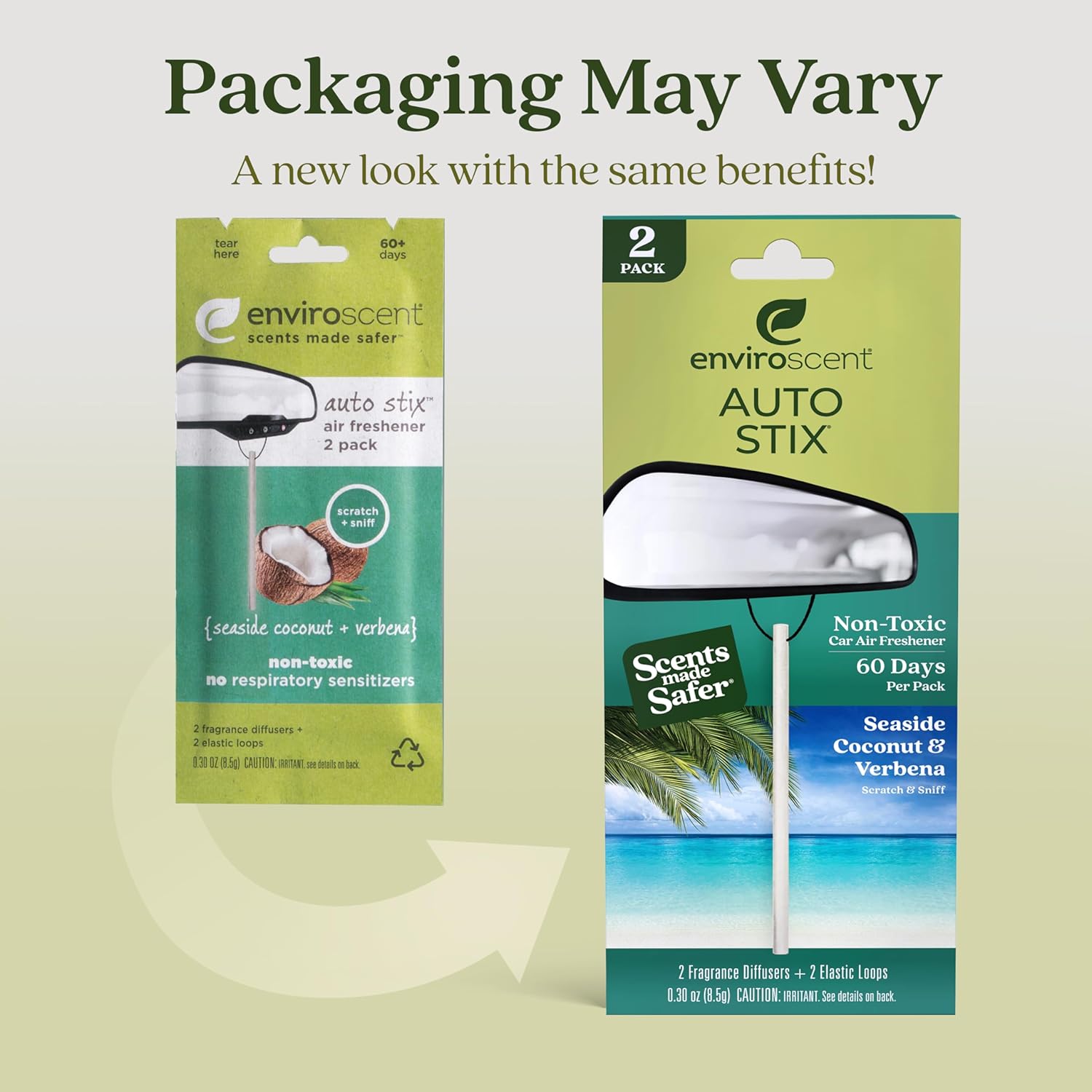 Enviroscent Non-Toxic Car Air Freshener (Seaside Coconut & Verbena) Natural Car Air Freshener |