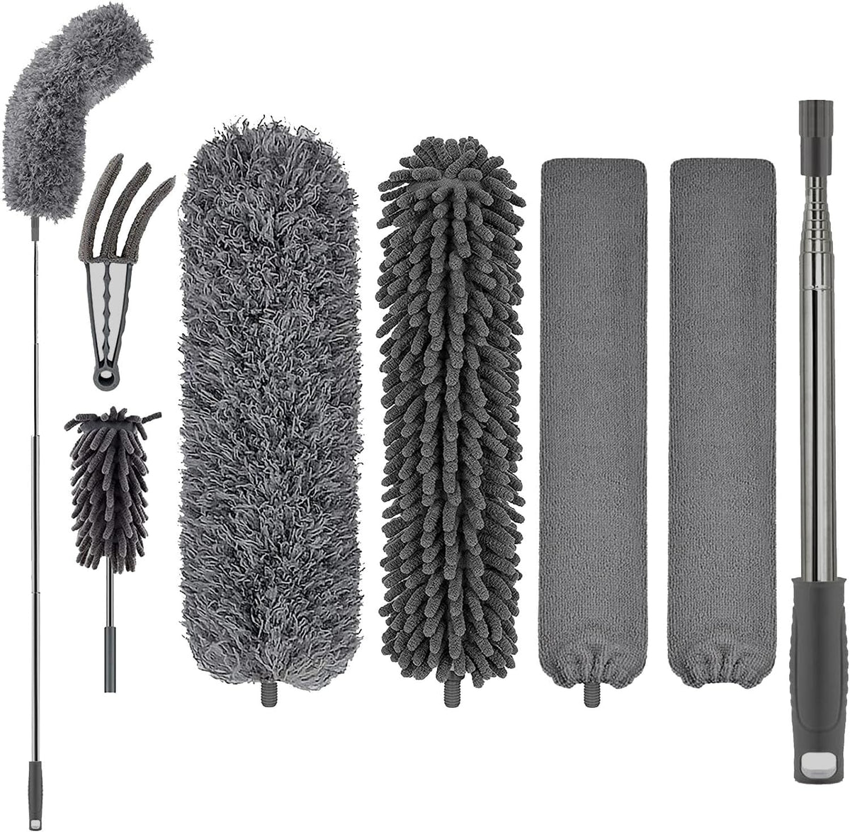 FUUNSOO Microfiber Feather Duster, Duster with Extension Pole 30-100 Inches,Ceiling Fan Cleaner