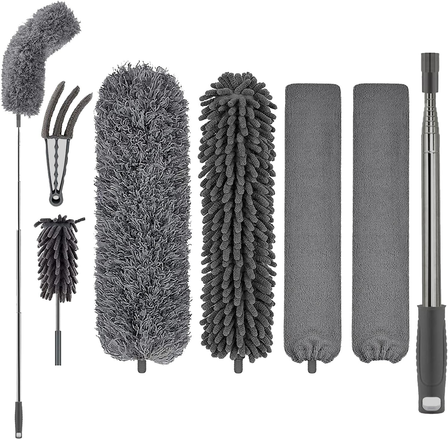 FUUNSOO Microfiber Feather Duster, Duster with Extension Pole 30-100 Inches,Ceiling Fan Cleaner