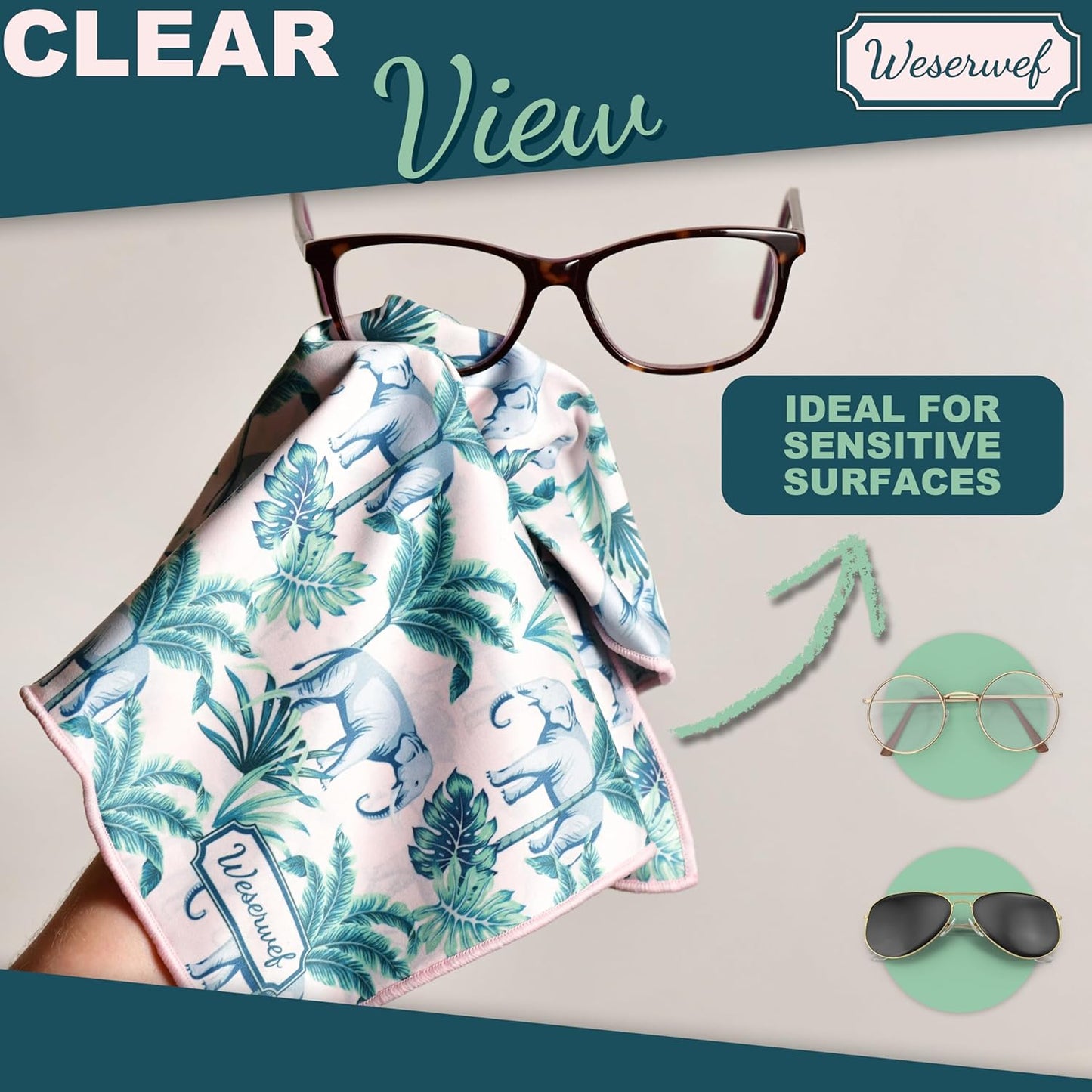 WESERWEF Design Microfiber Glasses Cleaning Cloth – Premium Cleaning Cloth for Eyeglasses, Screens