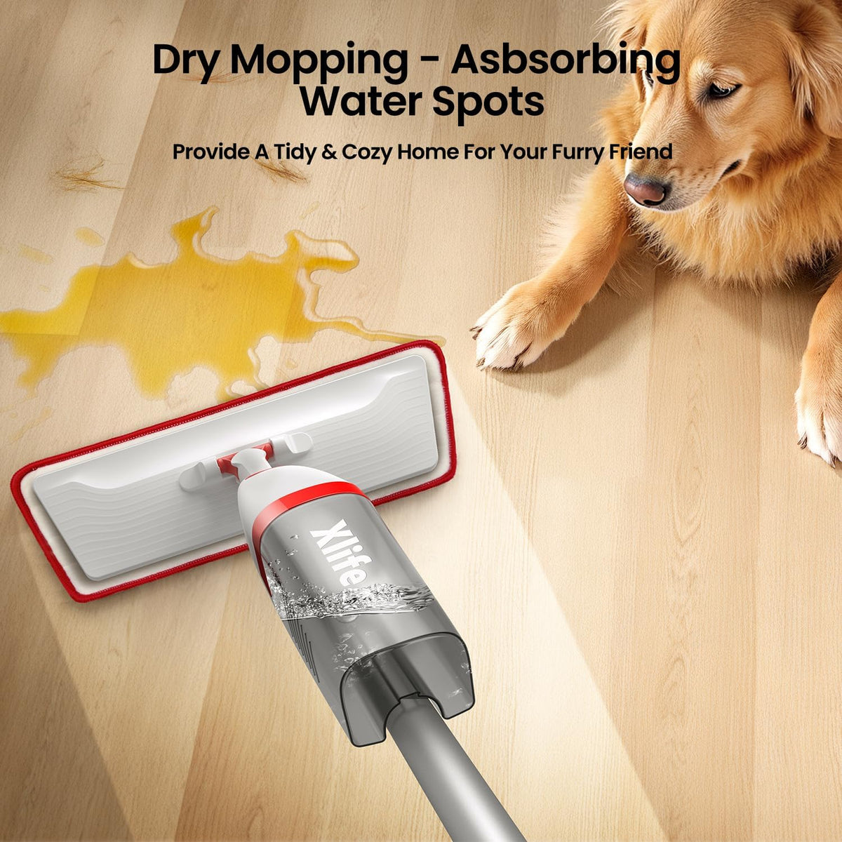 Spray Mops for Floor Cleaning with 3pcs Washable Pads, Xlife Wet Dry Mop for Kitchen Wood Hardwood