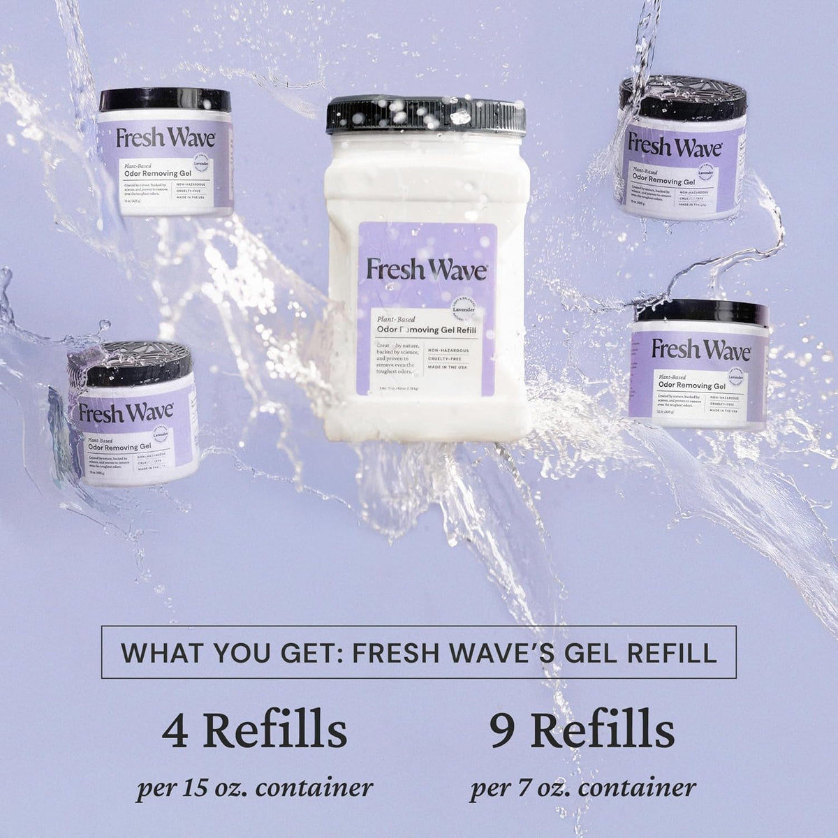 Fresh Wave Lavender Odor Removing Gel Refill, 63 oz. - Safer Odor Absorbers for Home, Natural