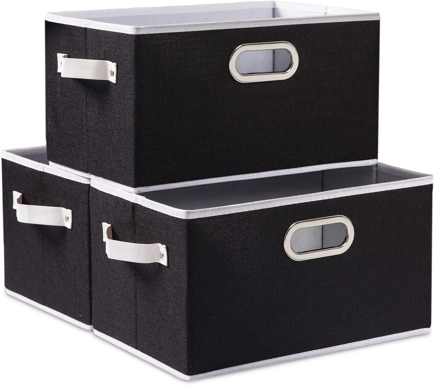 PRANDOM Large Collapsible Storage Bins for Closet [3-pack] Decorative Fabric Storage Baskets Cubes