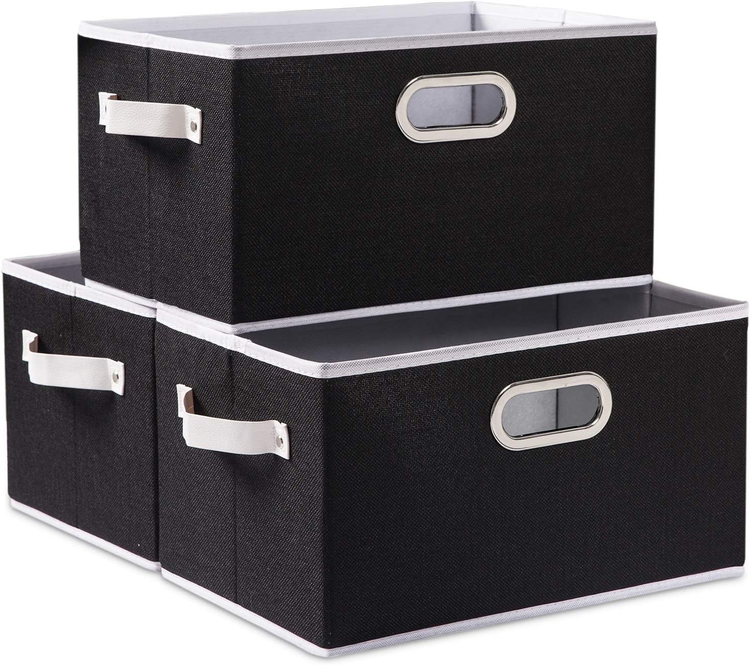 PRANDOM Large Collapsible Storage Bins for Closet [3-pack] Decorative Fabric Storage Baskets Cubes