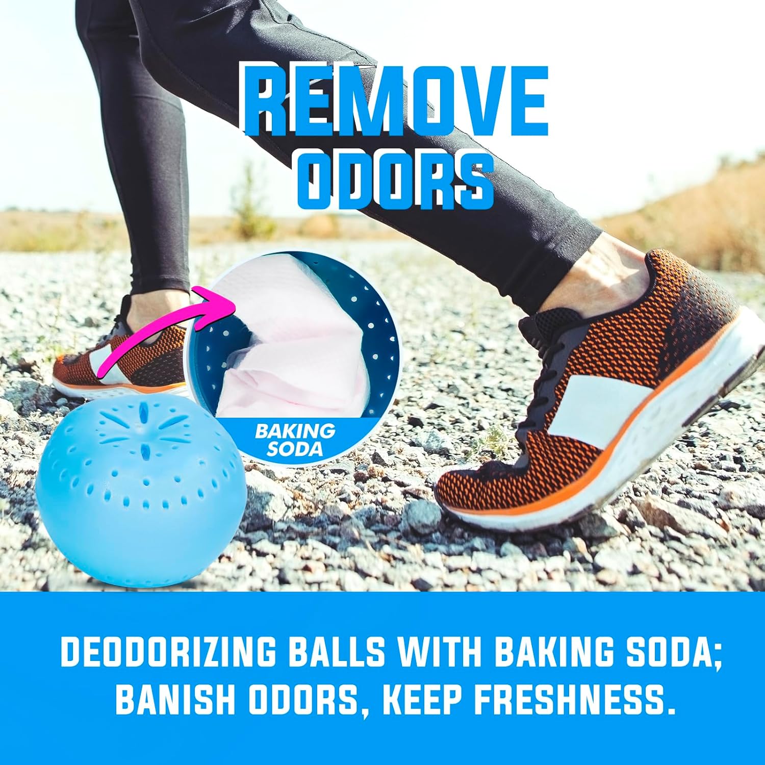 4 Pack Baking Soda Deodorizers, Fresh Scent Shoe Deodorizer Balls, Air Freshener for Home, Odor