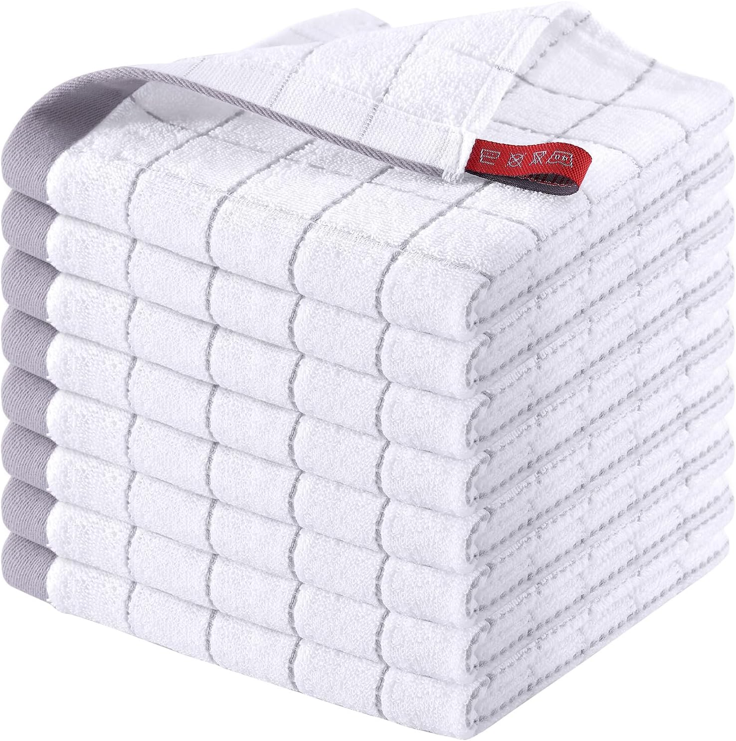 Homaxy 100% Cotton Terry Kitchen Dish Cloths, Ultra Soft and Absorbent Dish Towels for Kitchen