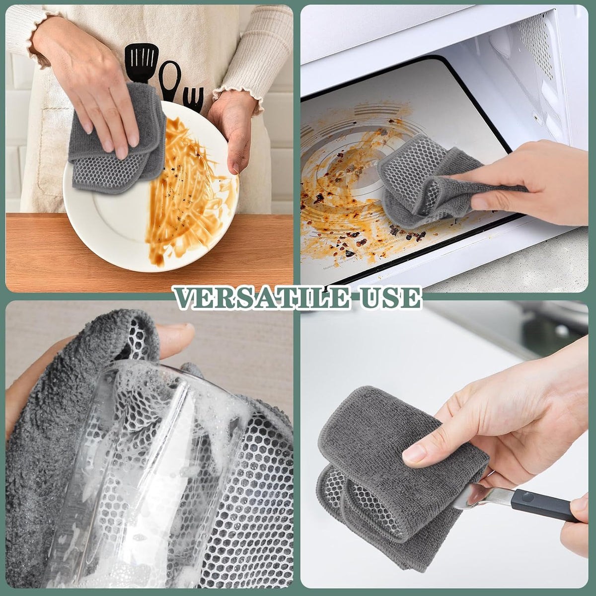 SINLAND Microfiber Dish Cloth for Washing Dishes Dish Washing Rags Best Kitchen Washcloth Cleaning
