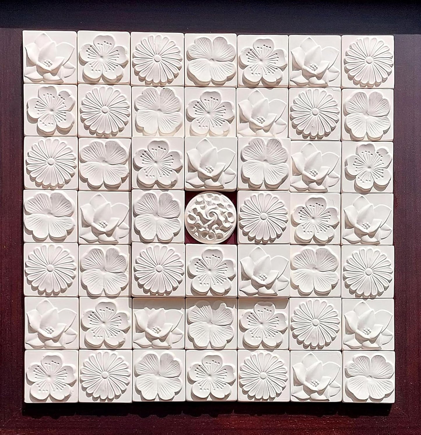 Stone Diffuser-Korean flowers 4 Square tiles, One Set-Odor Eliminator, Air Purifying, Humidity