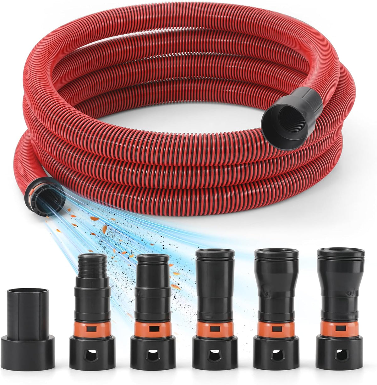 Klabb 10 Feet Dust Collection Hose Kit for Home and Shop Vacuums System with 6 Adapters of