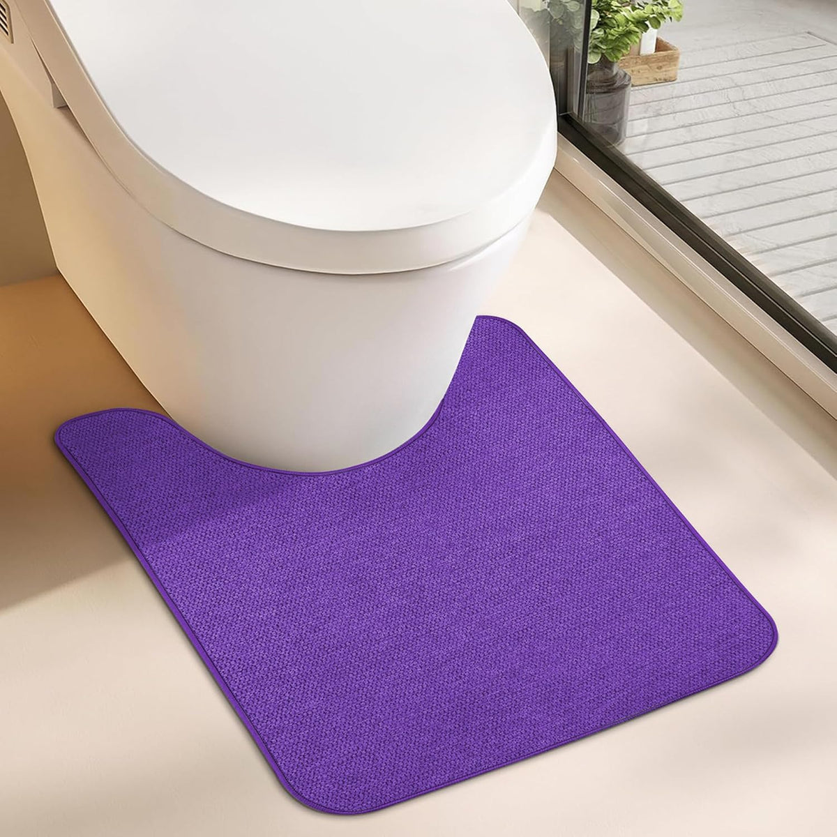 Toilet Rugs U Shaped Bathroom Rug,Machine Washable Non Slip Quick Dry Super Absorbent Ultra Thin