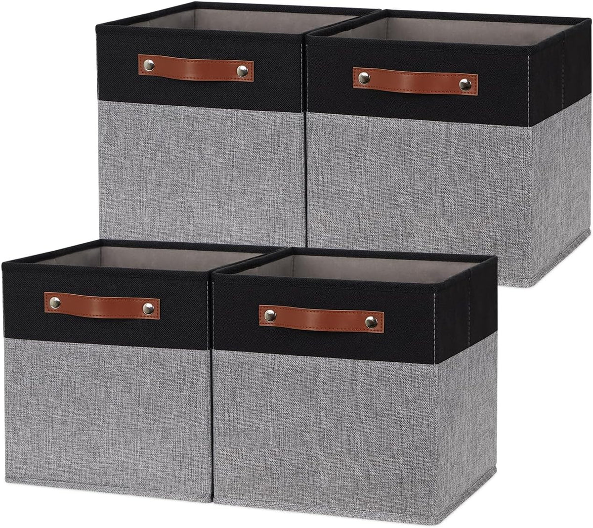 HNZIGE Fabric Cube Storage Baskets 11x11, Set of 4, Foldable Baskets with Handlesfor Organizer