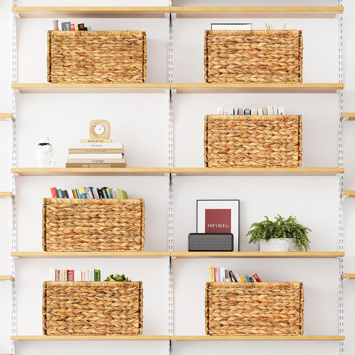 SpaceAid 6 Pack Wicker Basket, Storage Baskets for Organizing, Woven Rattan Basket with Handles for