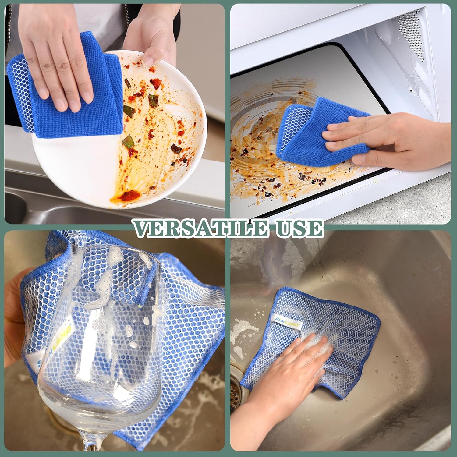 SINLAND Absorbent Microfiber Dish Cloths for Washing Dishes Best Kitchen Cloths Cleaning Cloths