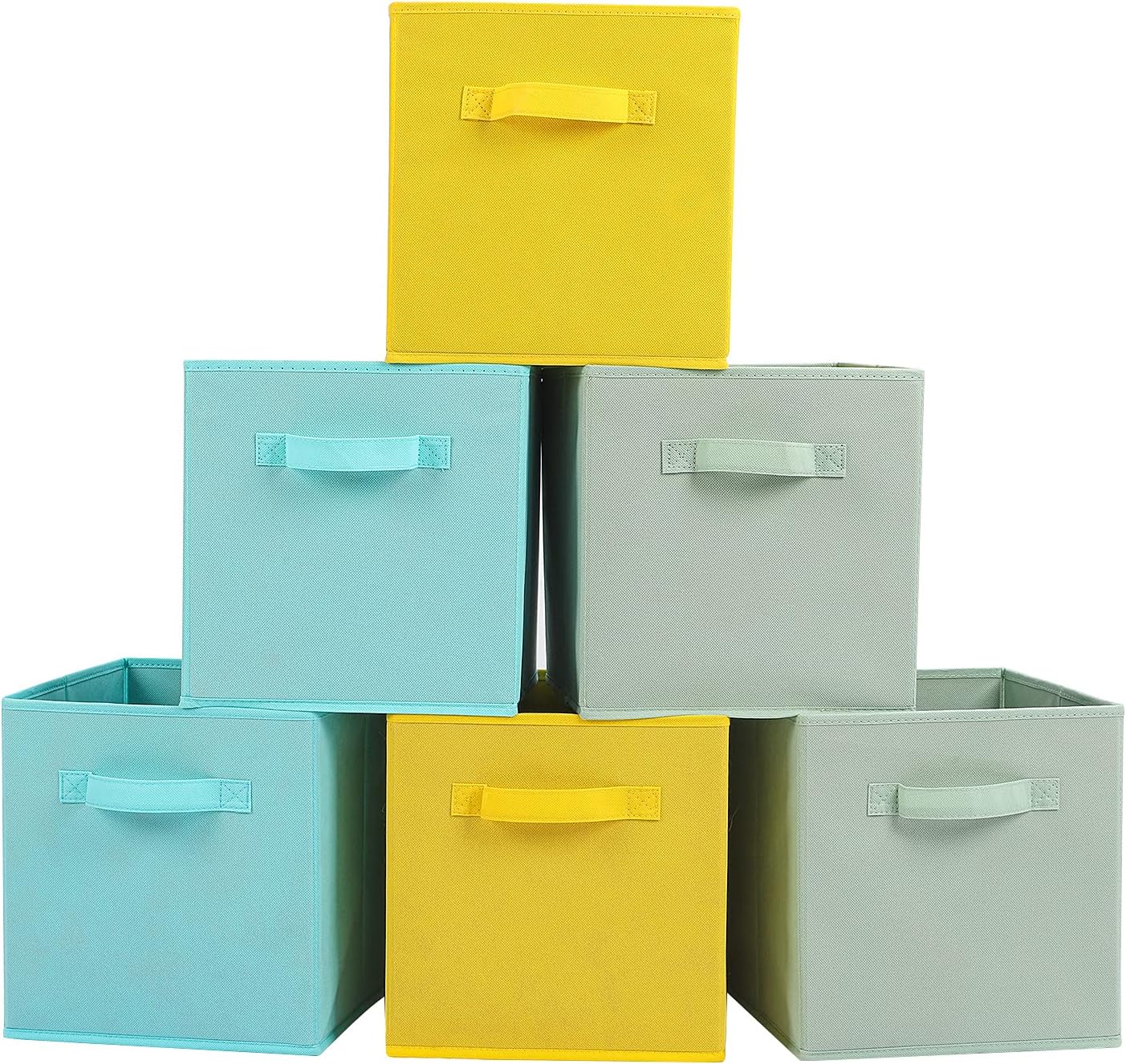 Stero Fabric Storage Bins 6 Pack Fun Colored Durable Storage Cubes with Handles Foldable Cube