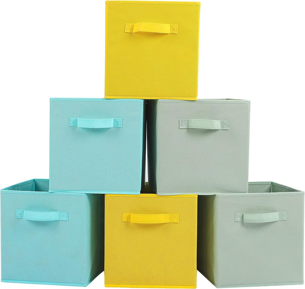 Stero Fabric Storage Bins 6 Pack Fun Colored Durable Storage Cubes with Handles Foldable Cube
