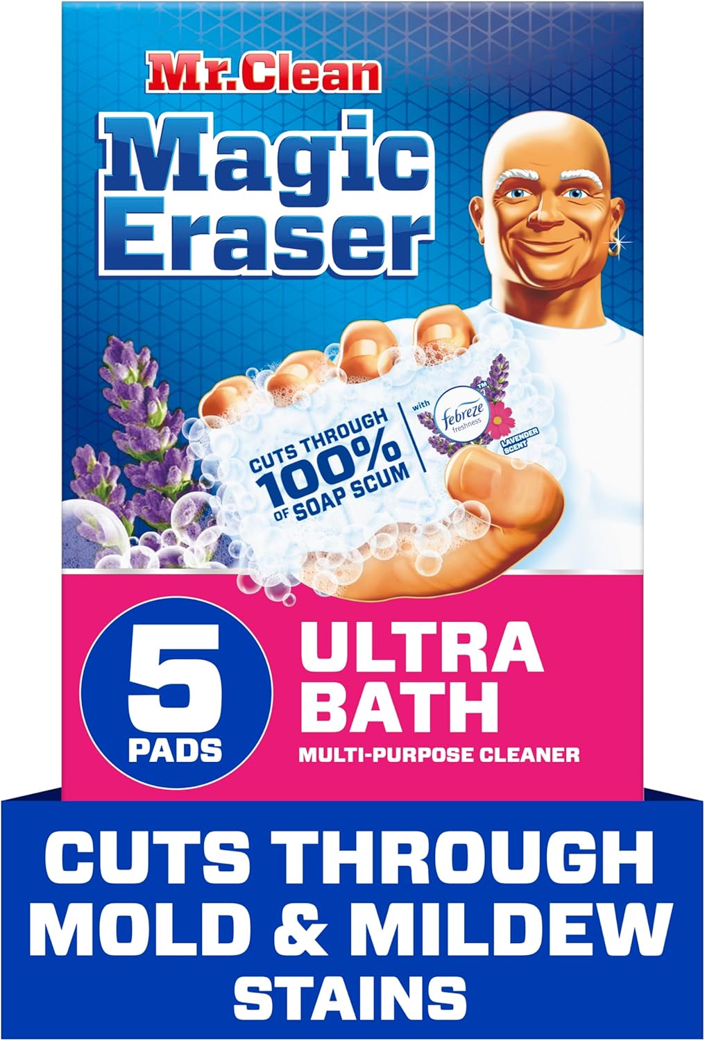 Mr. Clean Magic Eraser Sponge, Bathroom Cleaner, Shower Cleaner, Tub Cleaner, Soap Scum Remover