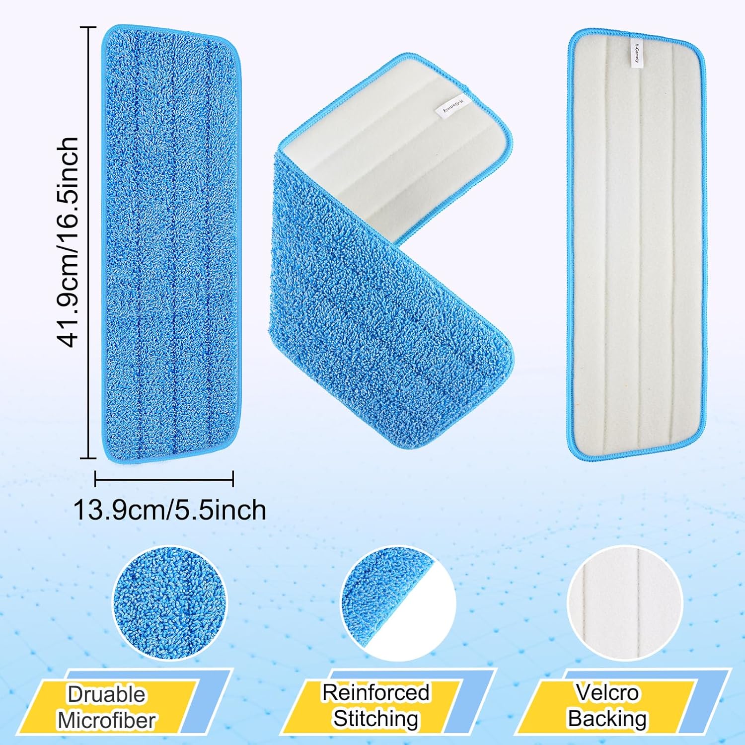 16.5 inch Reusable Mop Pads Microfiber Spray Mop Replacement Heads for Wet/Dry Mops Compatible with