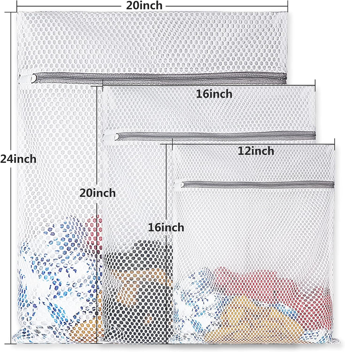 5Pcs Durable Honeycomb Mesh Laundry Bags for Delicates,Travel Organization Bag for