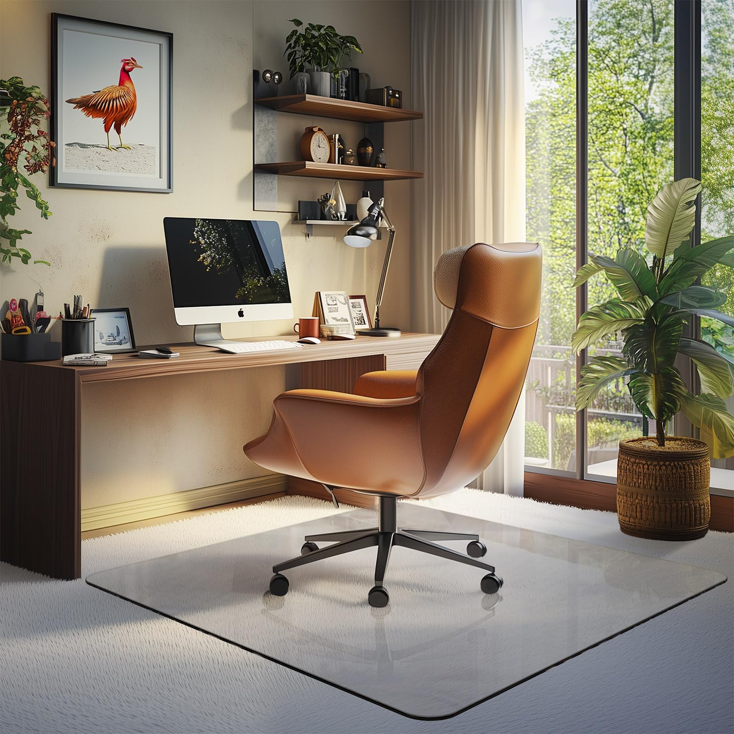 Office Chair Mat for Carpet & Hardwood, Upgraded 45" x 45" Tempered Glass Chair Mat for Office