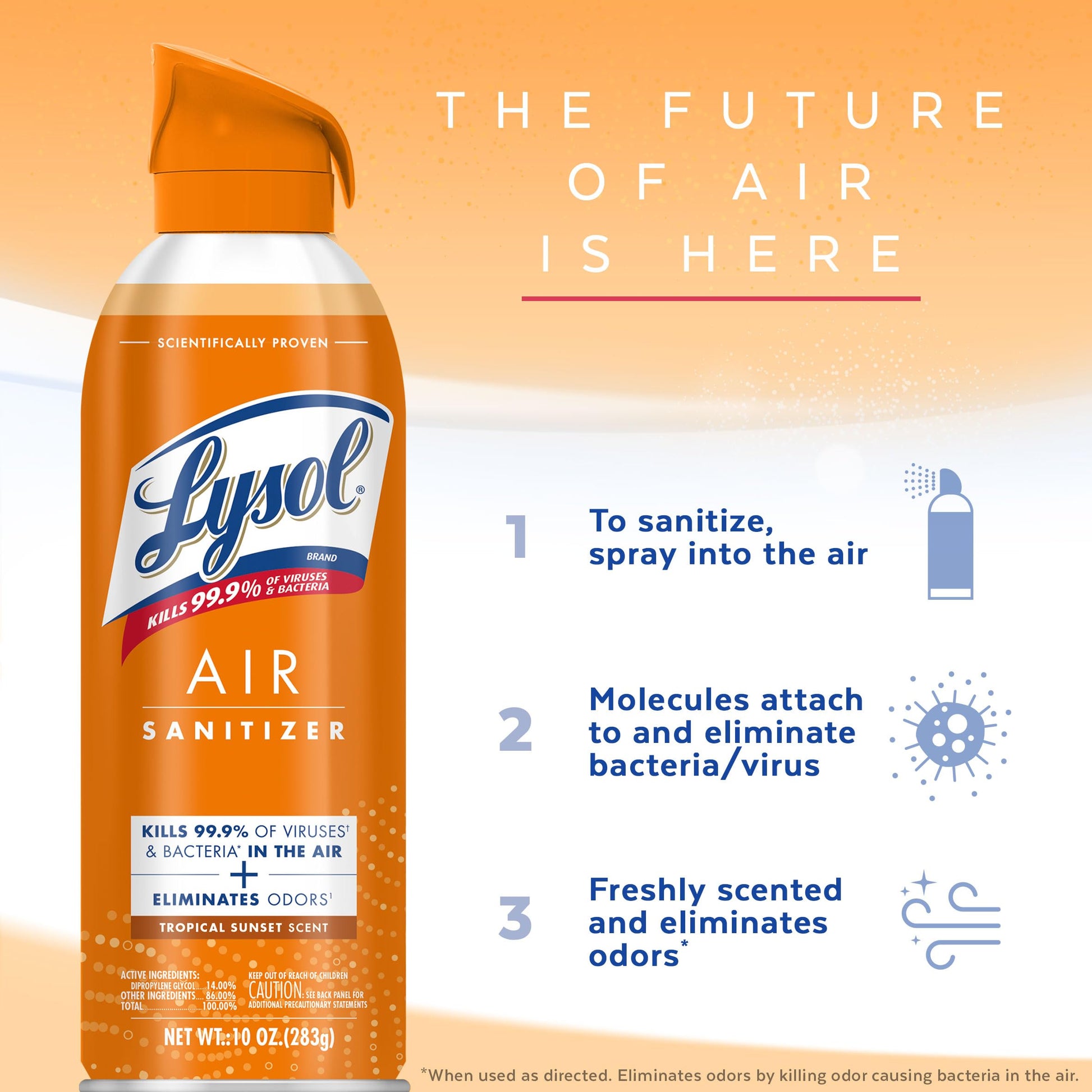 Lysol Air Sanitizer Spray with Bacterial Odor Eliminator for Home & Office, Sanitizing Air Spray
