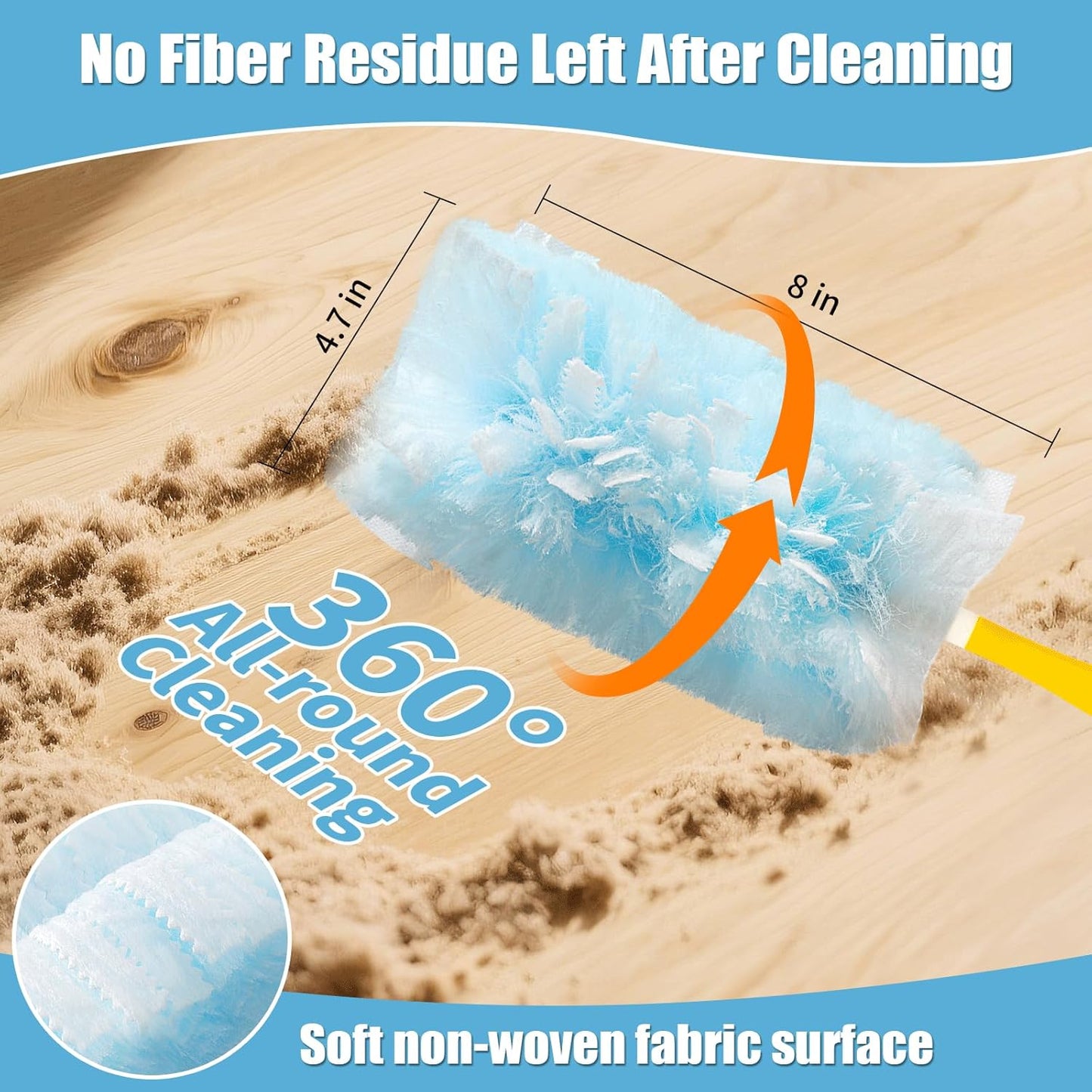 60 Count 360° Heavy Duty Duster Refills Compatible with Swiffer,Large Size-Extra Thick Disposable