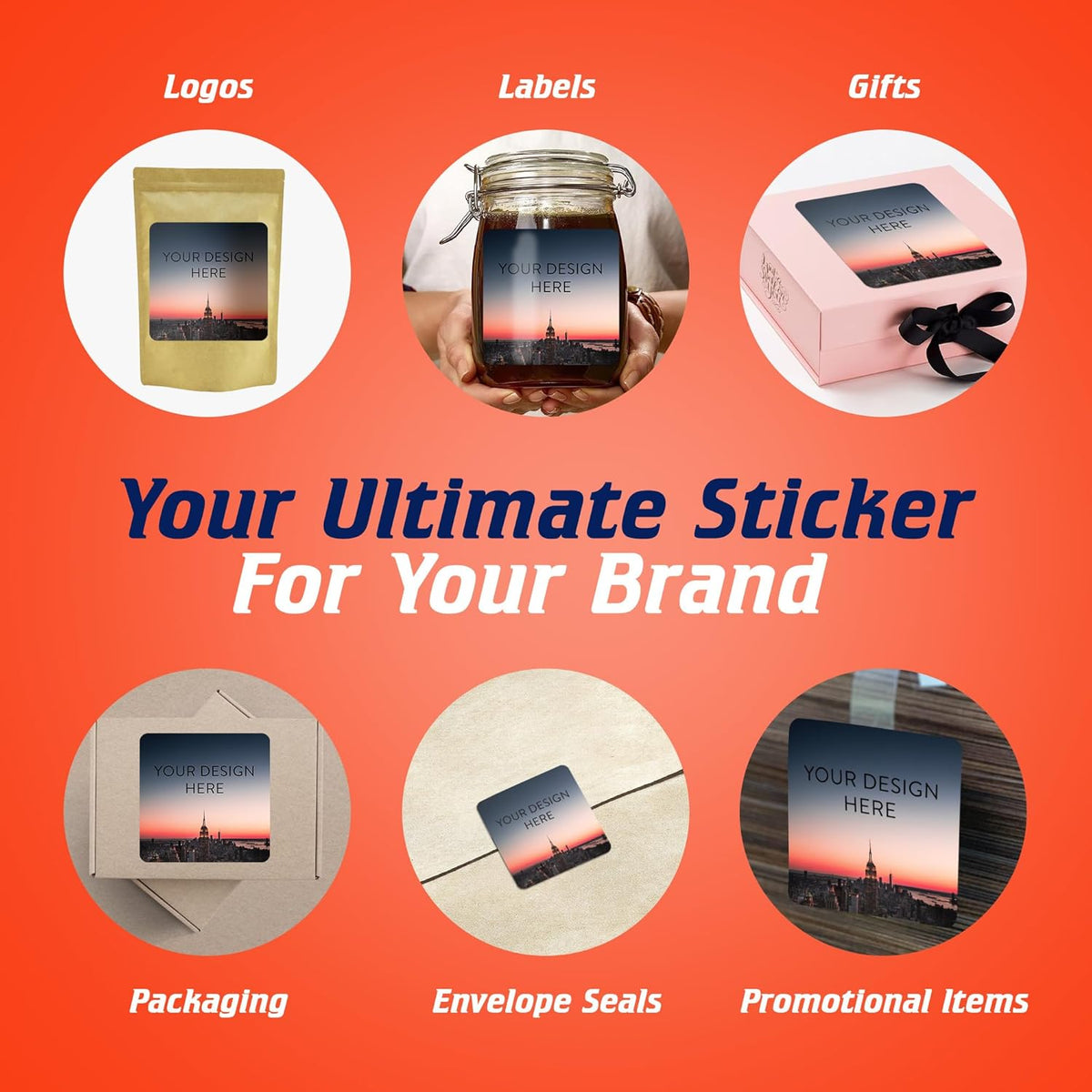 100 Custom Vinyl Stickers - Upload Your own Image, Text, Design, Logo - Personalized Logo Labels
