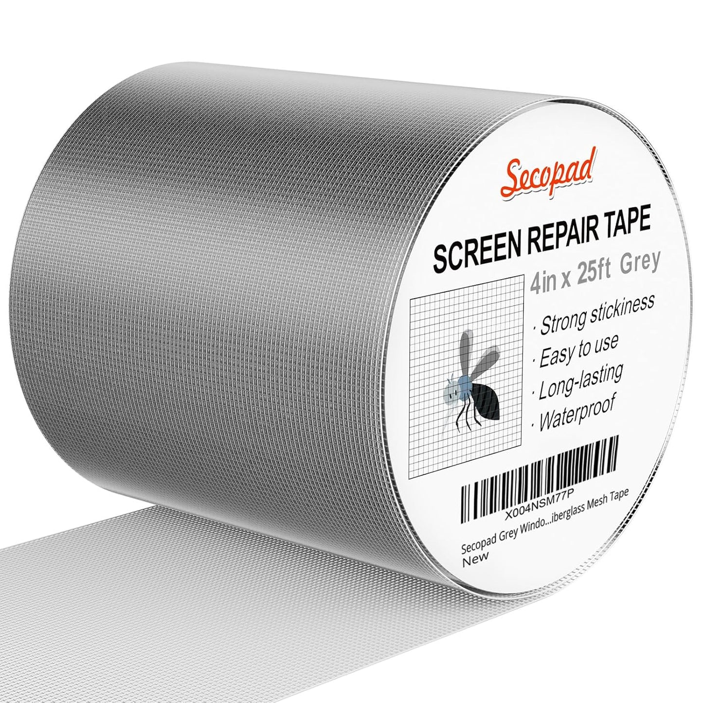 Grey Window Screen Repair Tape, 4IN X 25FT (300IN) Screen Repair Kit for Windows or Doors, Strong