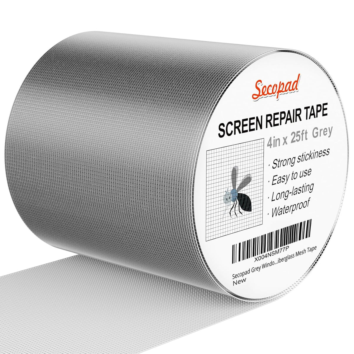 Grey Window Screen Repair Tape, 4IN X 25FT (300IN) Screen Repair Kit for Windows or Doors, Strong