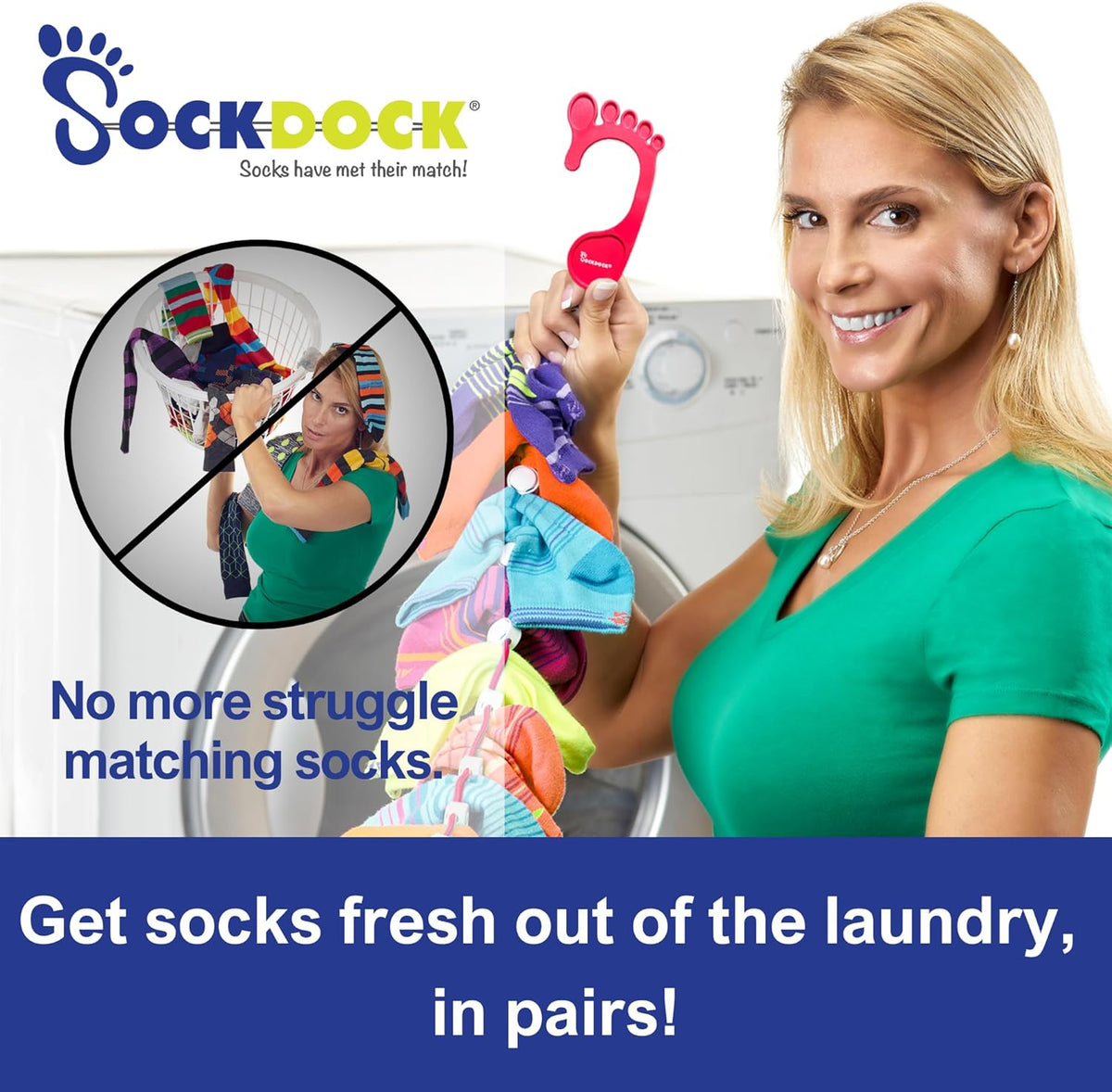 Sock Laundry Solution for Washing Drying & Storing Socks in Pairs, Clip & Hold Socks in Washer