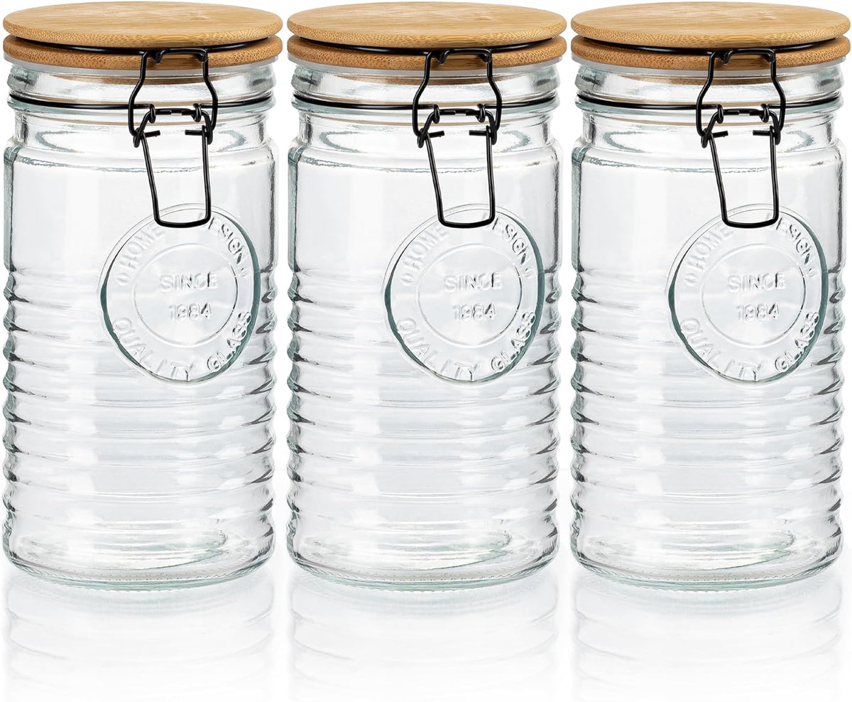 Glass Storage Containers with Airtight Lids - 40 Ounce Mason Jar Storage Containers for Cereal