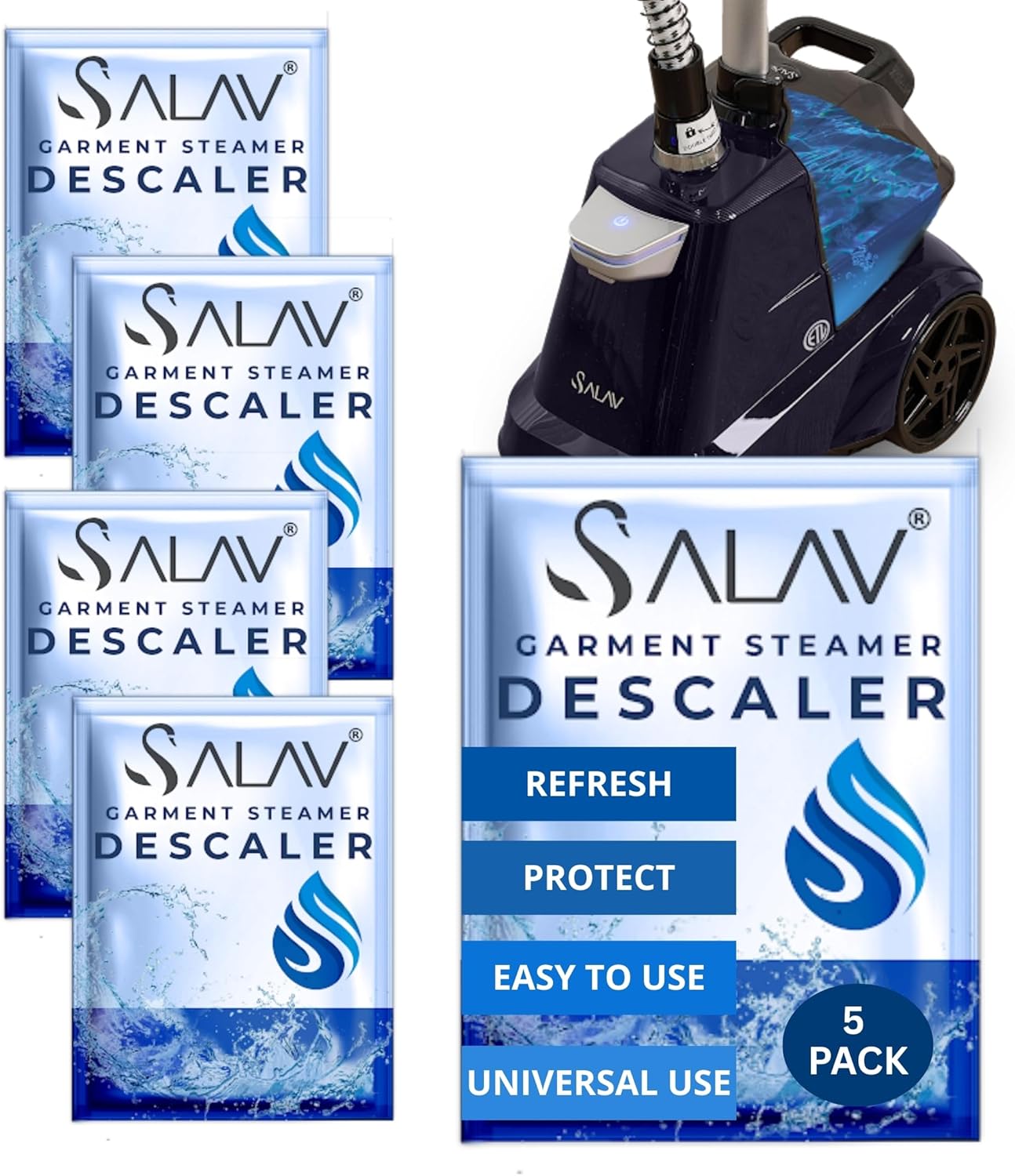 Garment Steamer Descaling Solution Decalcifier Packets for Mineral Deposits and Build-up Removal