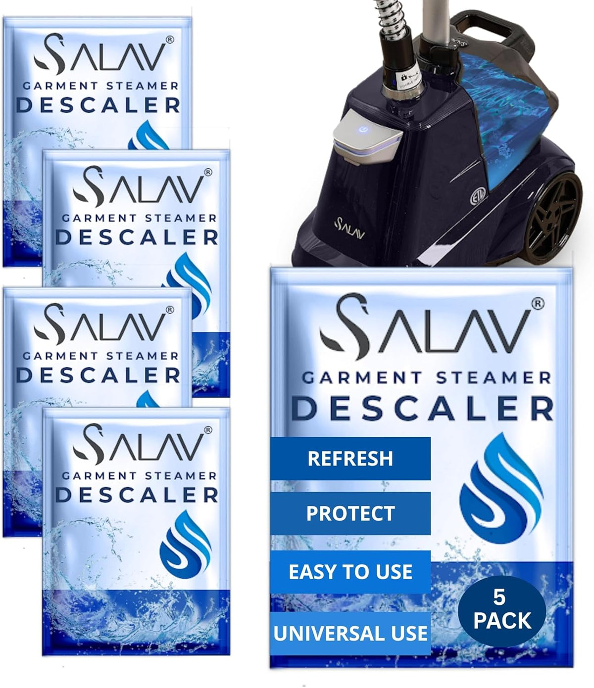 Garment Steamer Descaling Solution Decalcifier Packets for Mineral Deposits and Build-up Removal