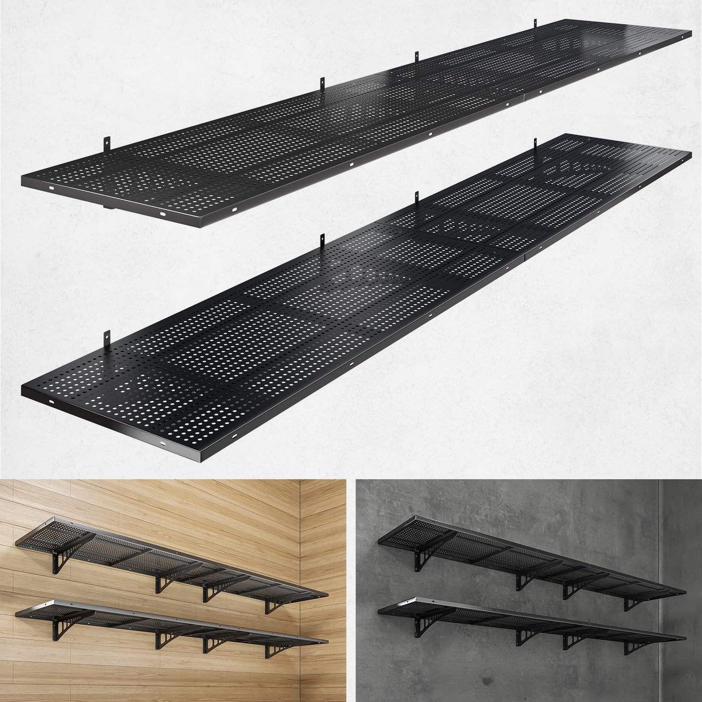 4-Pack 1.5x4ft Heavy Duty Garage Wall Shelving, 1000 lbs Load Capacity, Garage Shelving Wall