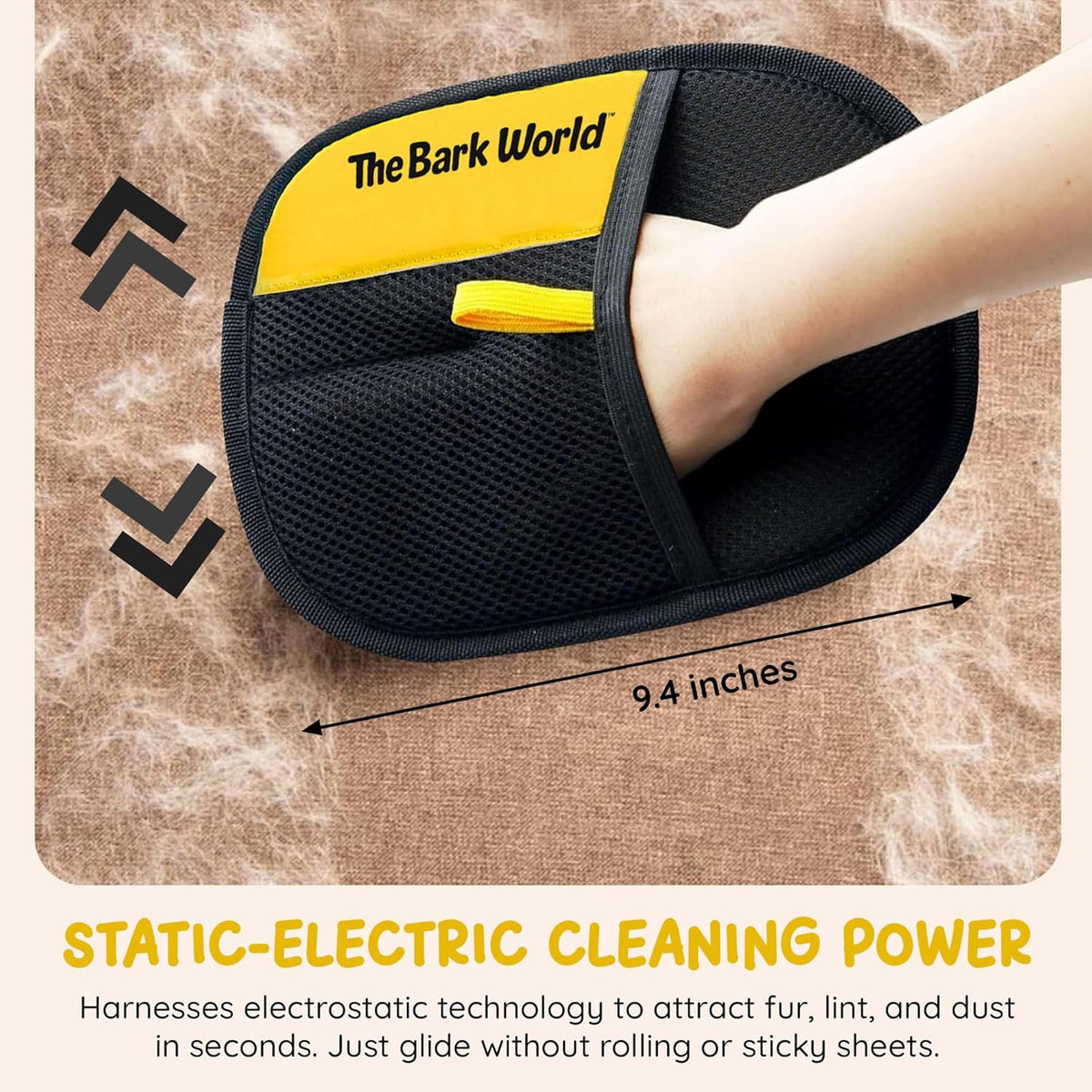 Pet Hair Removal Glove 2-Pack – Reusable Dog & Cat Fur Remover Mitts – Electrostatic Lint Removal