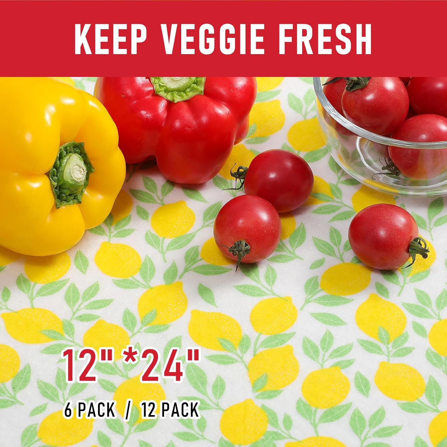 Cooyes 6 Pack Polyester Shelf Liners for Kitchen Cabinets, 12" × 24", Non-Slip Refrigerator Liners